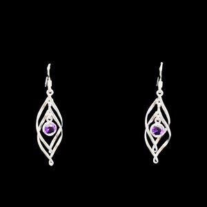 Marsala Company Sterling Silver And Purple Glass Pierced Earrings (4635)